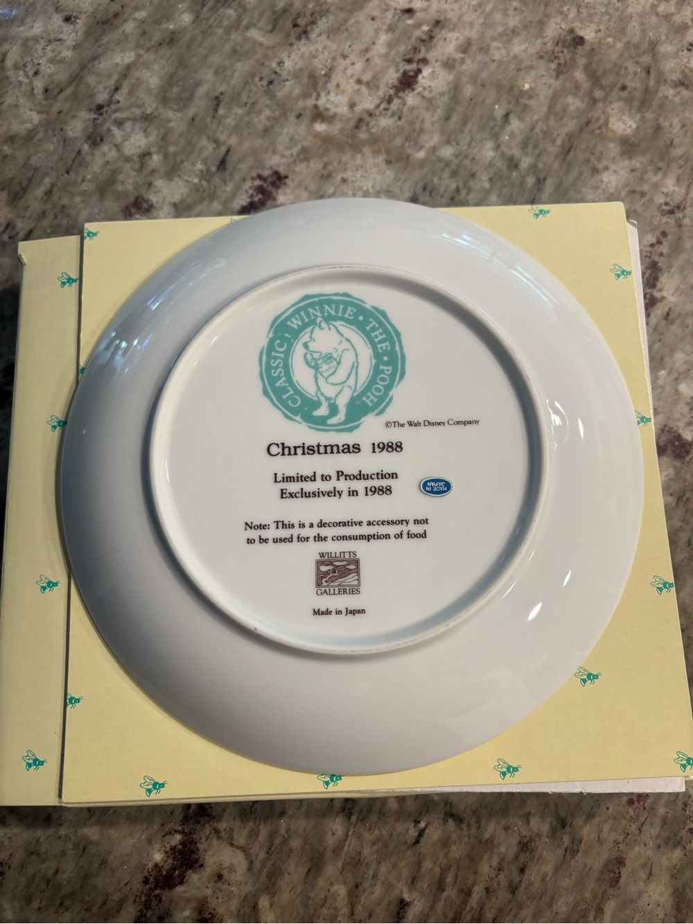 Vintage Christmas 1988 Classic Winnie The Pooh Disney Collectors Plate Willittis - Picture 7 of 8